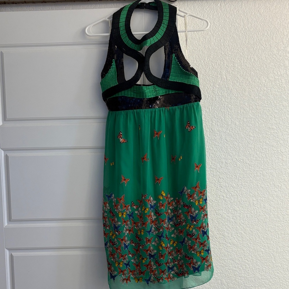 Max Studio Black and Green Butterfly Dress